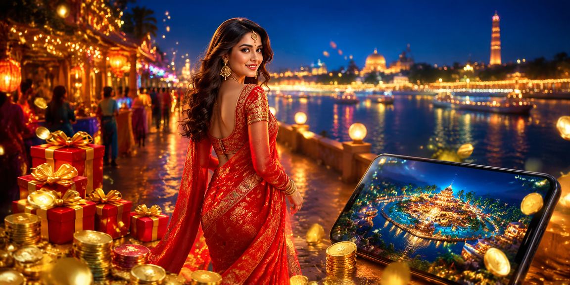 Mobile casino gaming by Ahmedabad riverfront scene at night